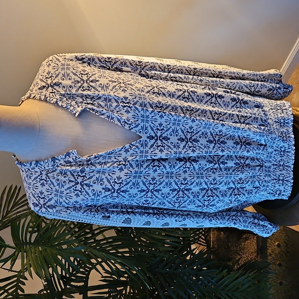 WHBM blouse with embellished sleeves